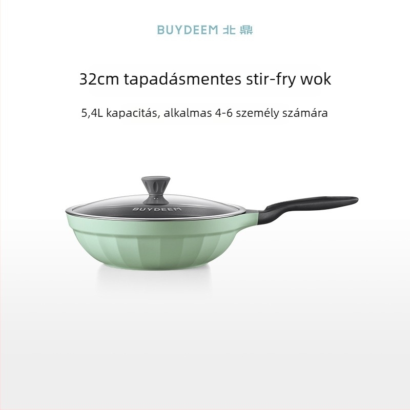 Elektronikus öntöttvas edény tapadásmentes kerámiabevonattal, üvegfedő, gyors hővezetés, modell Jg-214028, tömeg 2,5 kg