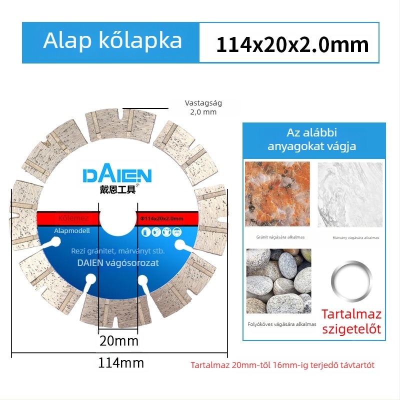 Diamant vágókorong szögvágóhoz – cementhez, kőhöz, márványhoz és betonhoz – Dai en tools