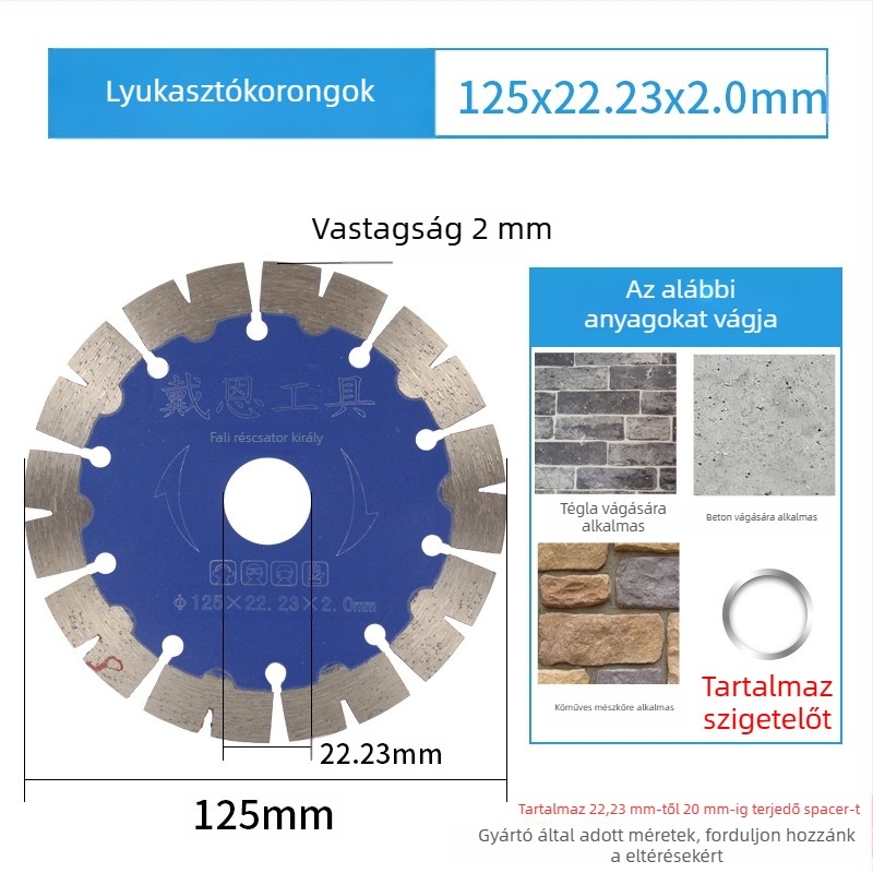 Diamant vágókorong szögvágóhoz – cementhez, kőhöz, márványhoz és betonhoz – Dai en tools