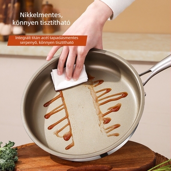 Fedő nélküli serpenyő 316L rozsdamentes acélból, többrétegű aljzattal, kompatibil indukciós és gáz égővel, üvegfedő