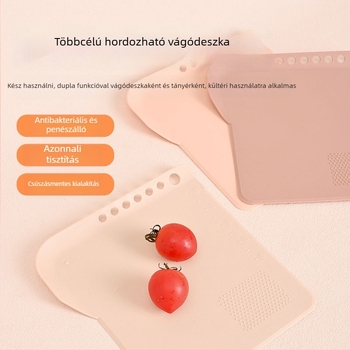 PP vágódeszka készlet, élelmiszer-minőség, csúszásmentes, hordozható, vízszűrővel