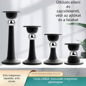 Ajtó stopper – Mágneses ajtófogó, PP anyag, Falra szerelt kivitel, Elektroplating felület, Modern minimál stílus