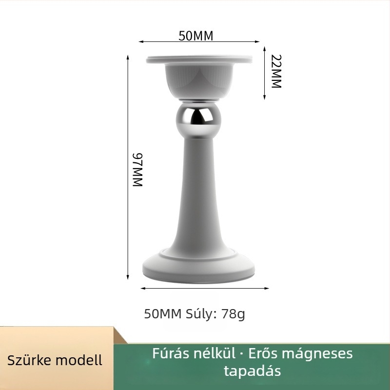 Ajtó stopper – Mágneses ajtófogó, PP anyag, Falra szerelt kivitel, Elektroplating felület, Modern minimál stílus