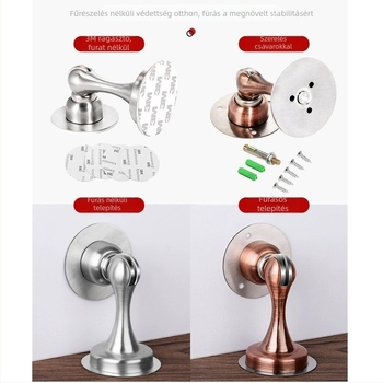 Ajtóstopper, Modell Yasabi 828, Rozsdamentes acél, Fúrás nélkül, Padlóra szerelhető, Automatikus