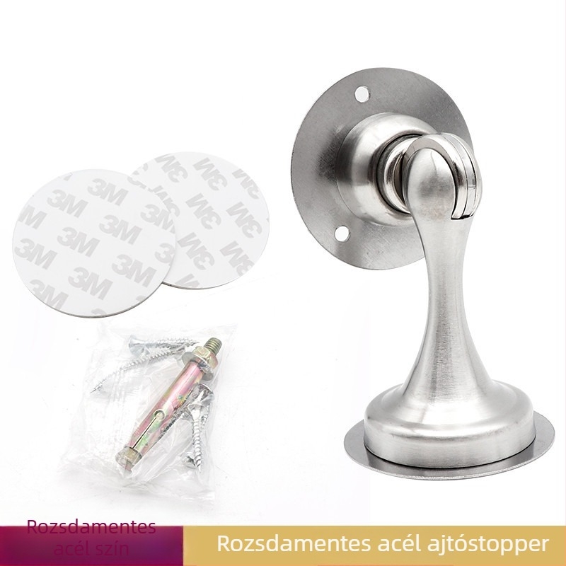 Ajtóstopper, Modell Yasabi 828, Rozsdamentes acél, Fúrás nélkül, Padlóra szerelhető, Automatikus