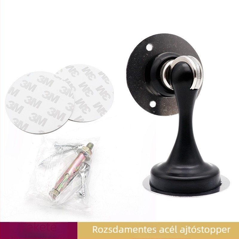 Ajtóstopper, Modell Yasabi 828, Rozsdamentes acél, Fúrás nélkül, Padlóra szerelhető, Automatikus