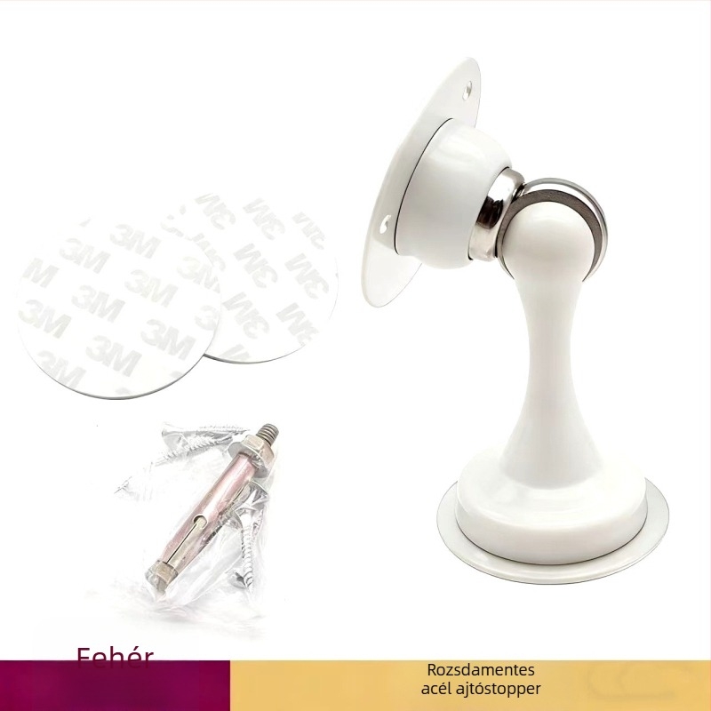 Ajtóstopper, Modell Yasabi 828, Rozsdamentes acél, Fúrás nélkül, Padlóra szerelhető, Automatikus