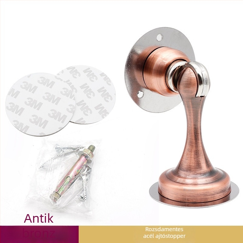 Ajtóstopper, Modell Yasabi 828, Rozsdamentes acél, Fúrás nélkül, Padlóra szerelhető, Automatikus