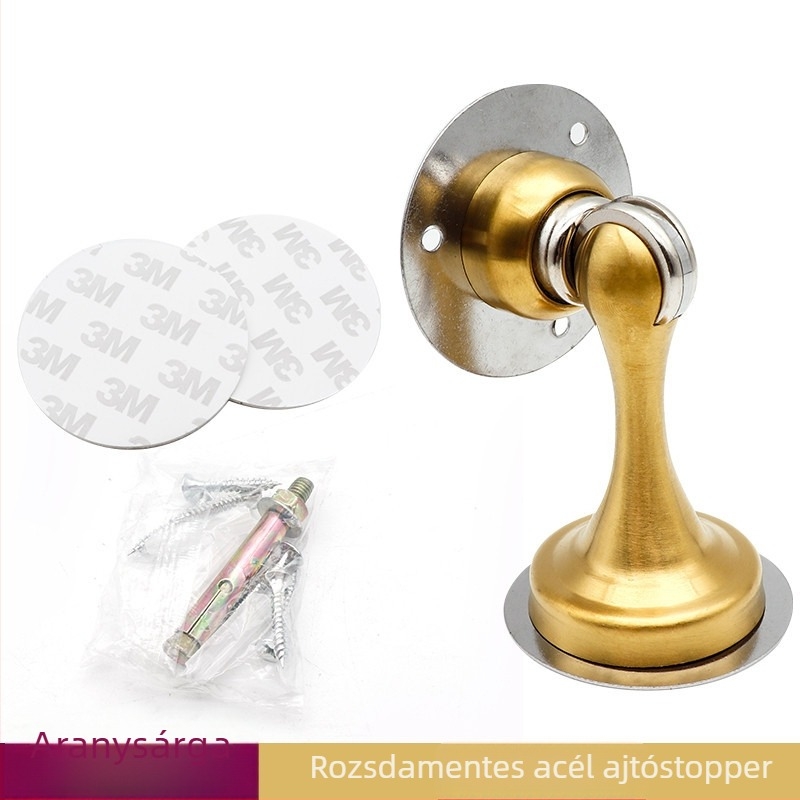 Ajtóstopper, Modell Yasabi 828, Rozsdamentes acél, Fúrás nélkül, Padlóra szerelhető, Automatikus