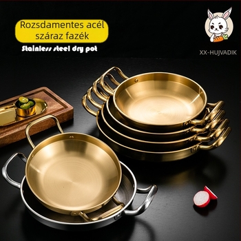 Koreai stílusú rozsdamentes acél serpenyő, indukciós és gáztűzhelyhez, füstmentes, 6 cm mély