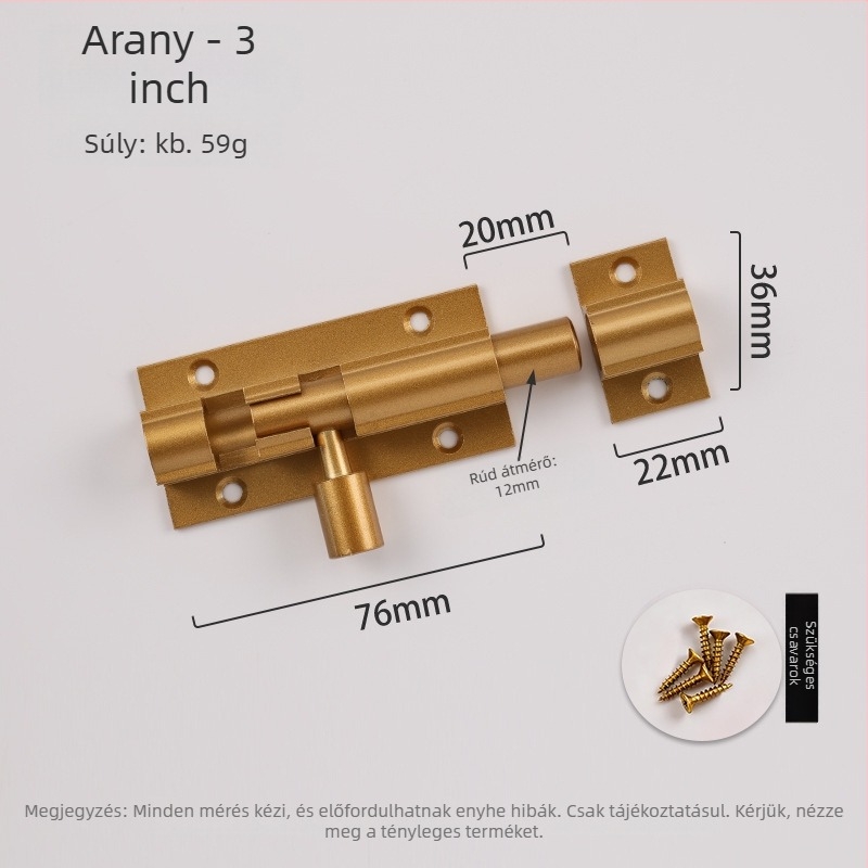 F-típusú ajtózár alumíniumötvözetből, anti-theft, modell L1312, oxidált felület, modern minimál stílus