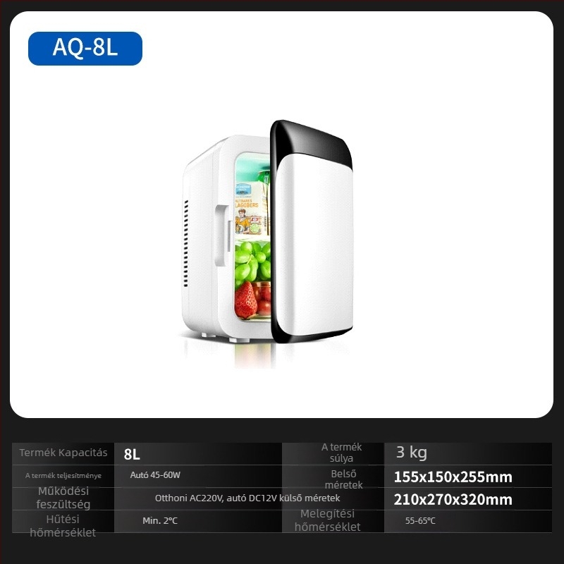Chisman félvezetős autós hűtő - hordozható mini hűtő autóhoz és otthonhoz, ABS, 30-60W, 220-240V, 5°C–65°C