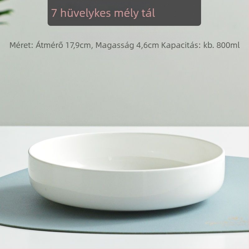 Csontporcelán tál, mély, kör alakú, >45% csontporcelán, alul-glazúros felület, mikrosütőben használható, logónyomás lehetőség