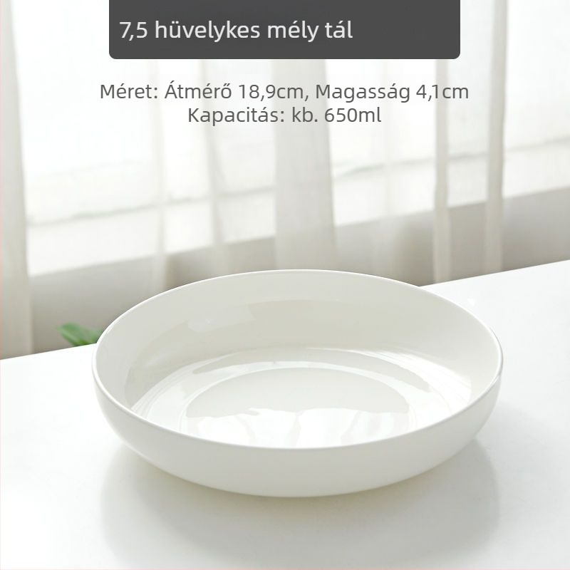 Csontporcelán tál, mély, kör alakú, >45% csontporcelán, alul-glazúros felület, mikrosütőben használható, logónyomás lehetőség