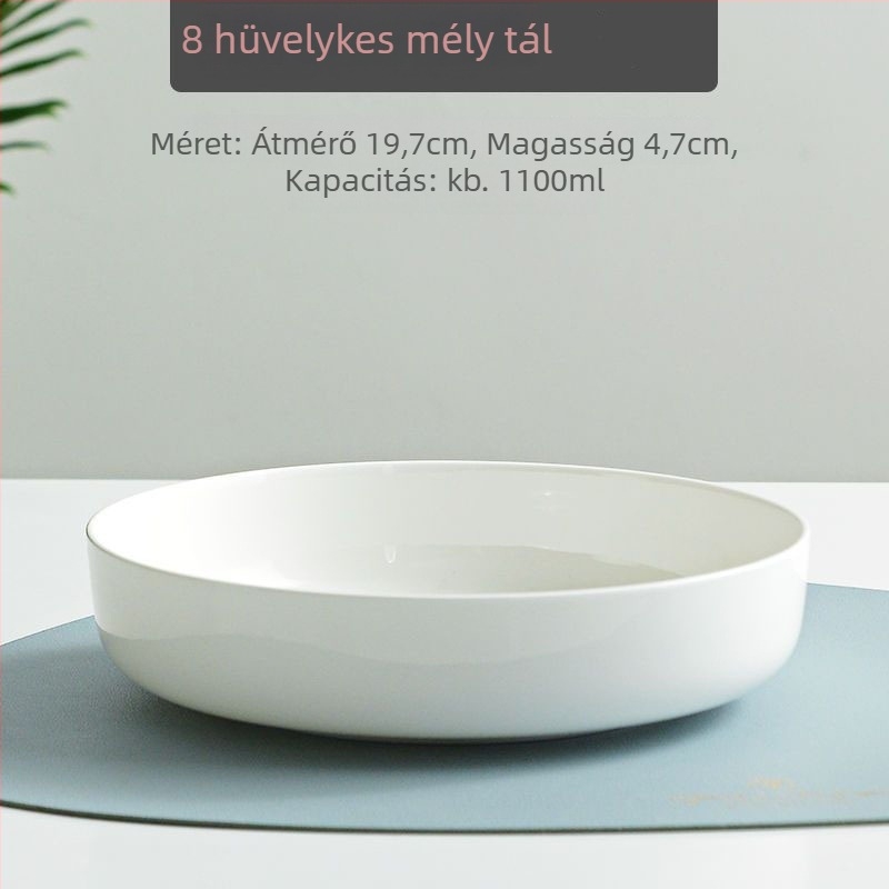 Csontporcelán tál, mély, kör alakú, >45% csontporcelán, alul-glazúros felület, mikrosütőben használható, logónyomás lehetőség