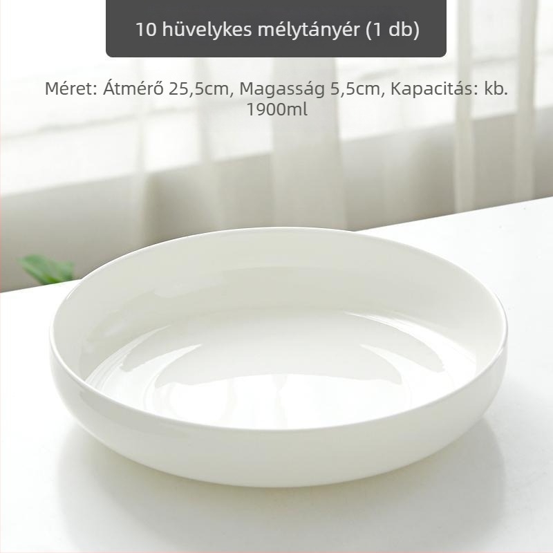 Csontporcelán tál, mély, kör alakú, >45% csontporcelán, alul-glazúros felület, mikrosütőben használható, logónyomás lehetőség