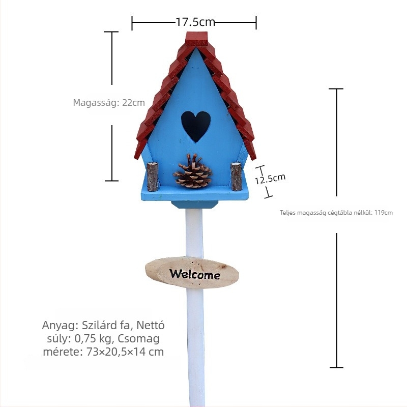 Fa kültéri kertdekoráció – madárfészek dísz a kertbe és az erkélyre, termékkód Jb2krpez, ajándék üzleti célokra, IP engedély: Nincs
