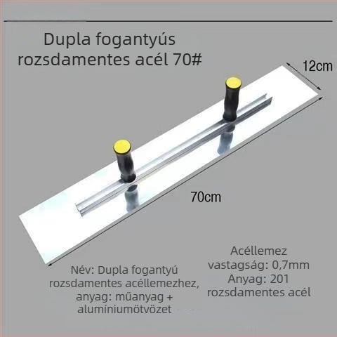 Lapos glettvas két fogantyúval, rozsdamentes acél talplemez, test alumínium ötvözetből, állítható lemez