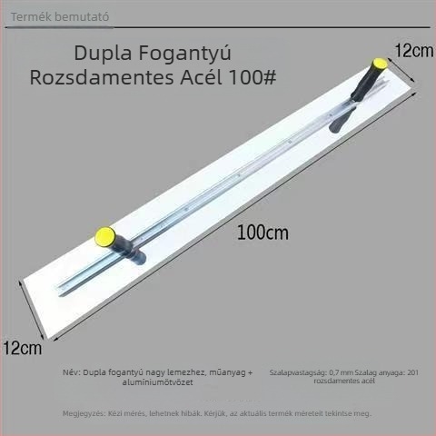 Lapos glettvas két fogantyúval, rozsdamentes acél talplemez, test alumínium ötvözetből, állítható lemez