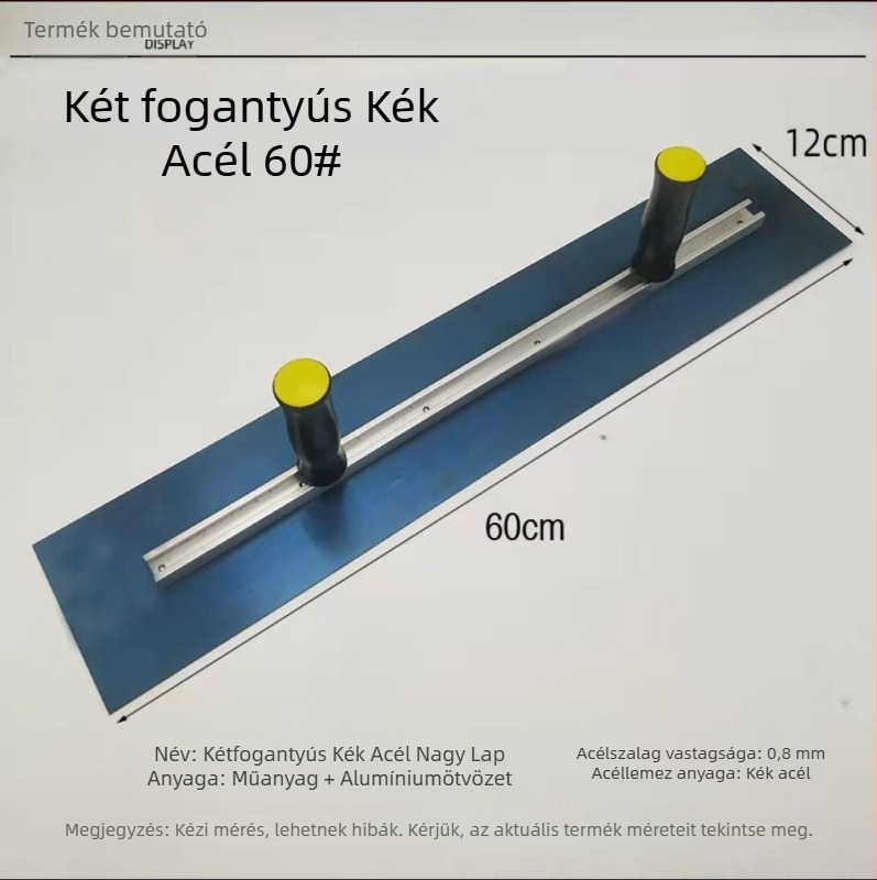 Lapos glettvas két fogantyúval, rozsdamentes acél talplemez, test alumínium ötvözetből, állítható lemez
