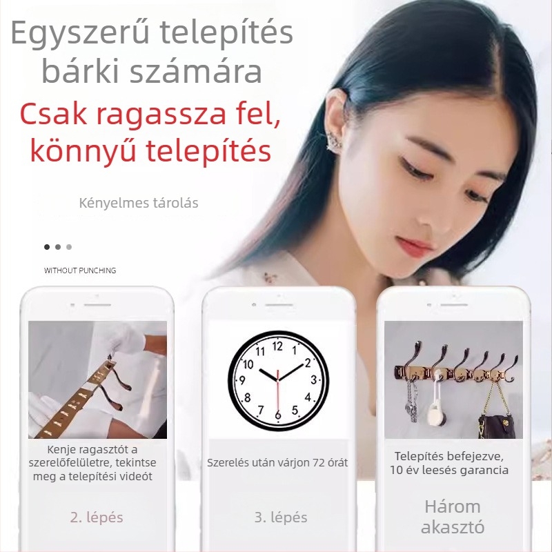 Fali ruhafogas, rozsdamentes acél, réz-titan bevonat, könnyed luxus stílus, Liang márka, 820 g