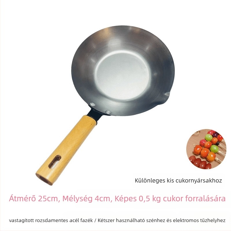Wok rozsdamentes acélból, tapadásmentes felülettel, modell 35-40, alja egy rétegű, univerzális tűzhely