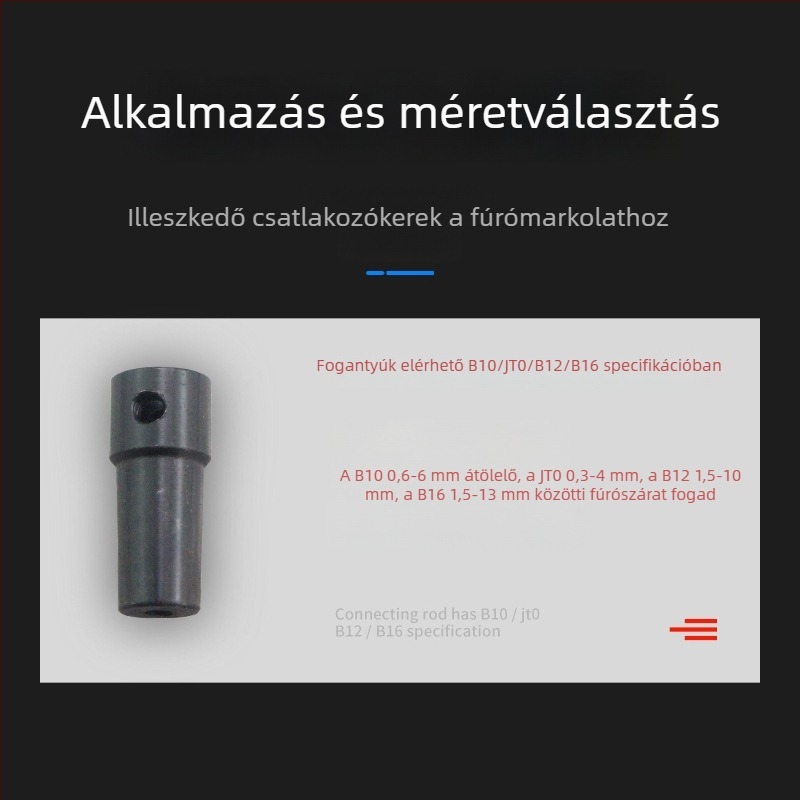 Three Craftsmen mikroasztali fúrópatron – módosított motor-orsó csatlakozás, kúpos csatlakozás, vasból készült