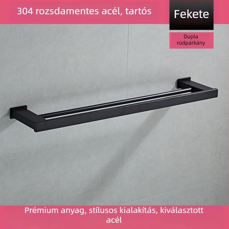 Modern letisztult fürdőszobai törölközőtartó, 304 rozsdamentes acélból, többszintű, CE tanúsítvány, teherbírás 30 kg