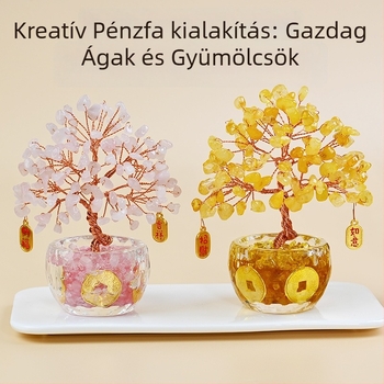 Kristály Pénzfa Dísz - Nyers kő, Új kínai stílus, Asztali dísz