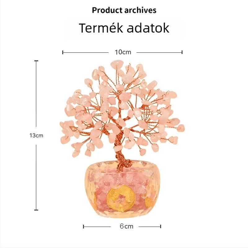 Kristály Pénzfa Dísz - Nyers kő, Új kínai stílus, Asztali dísz