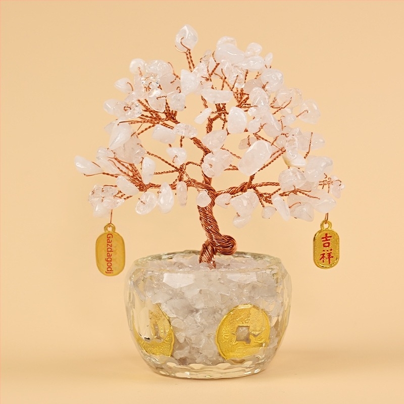 Kristály Pénzfa Dísz - Nyers kő, Új kínai stílus, Asztali dísz