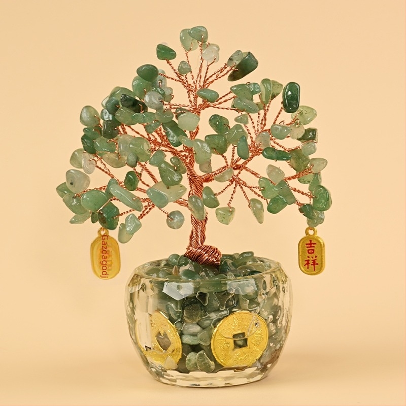 Kristály Pénzfa Dísz - Nyers kő, Új kínai stílus, Asztali dísz