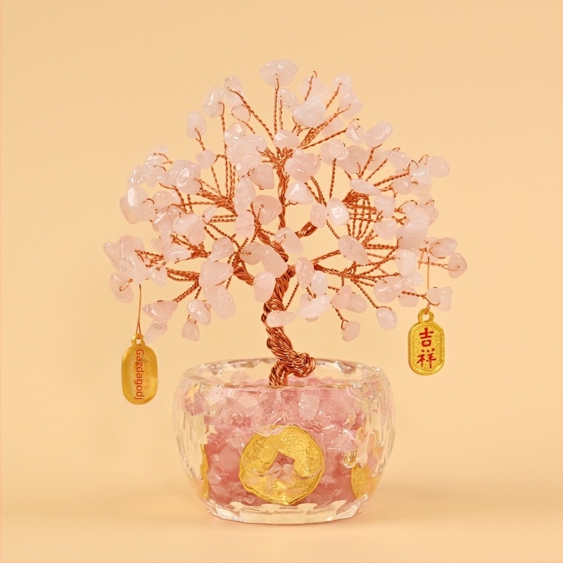 Kristály Pénzfa Dísz - Nyers kő, Új kínai stílus, Asztali dísz