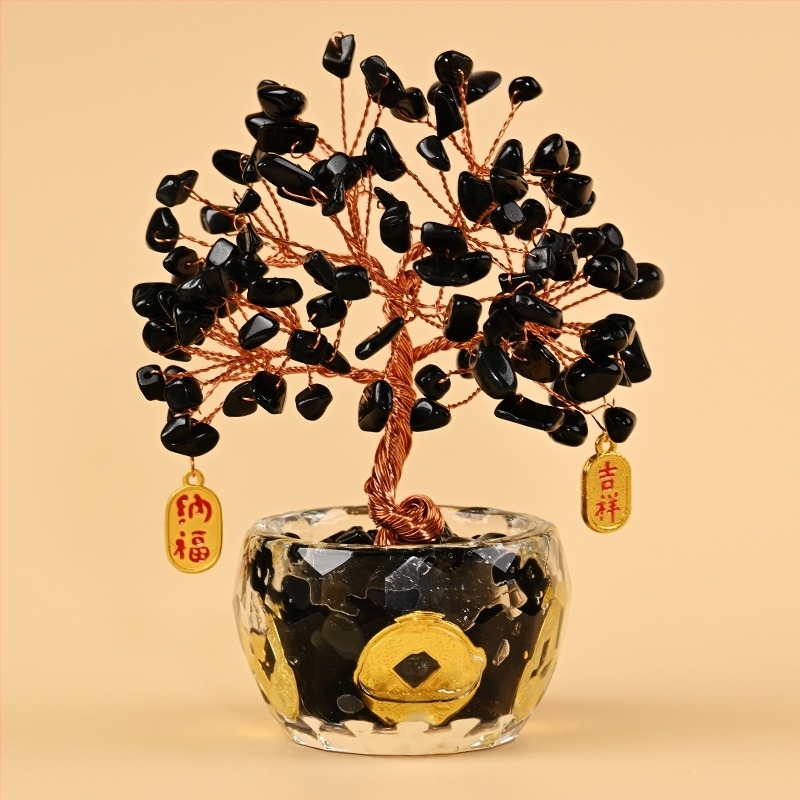 Kristály Pénzfa Dísz - Nyers kő, Új kínai stílus, Asztali dísz