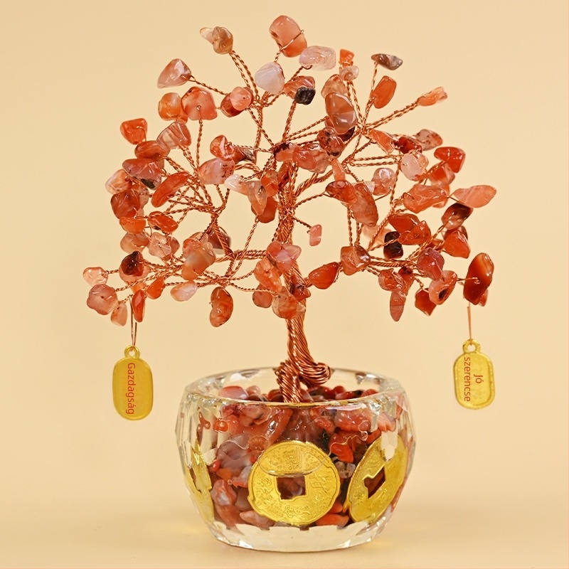 Kristály Pénzfa Dísz - Nyers kő, Új kínai stílus, Asztali dísz