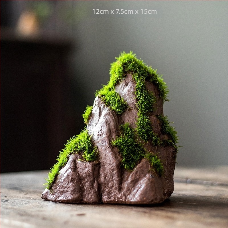 Asztali bonsai vízparti dísz — selyem virágokkal, Zen mikro tájkép