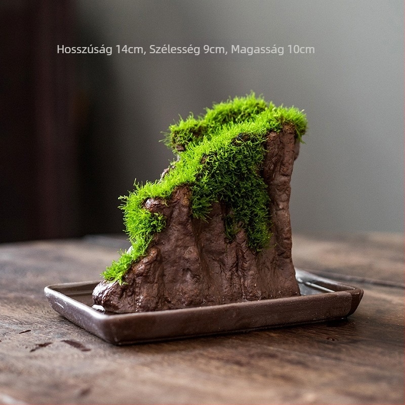 Asztali bonsai vízparti dísz — selyem virágokkal, Zen mikro tájkép