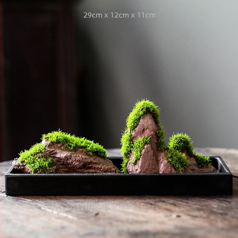 Asztali bonsai vízparti dísz — selyem virágokkal, Zen mikro tájkép