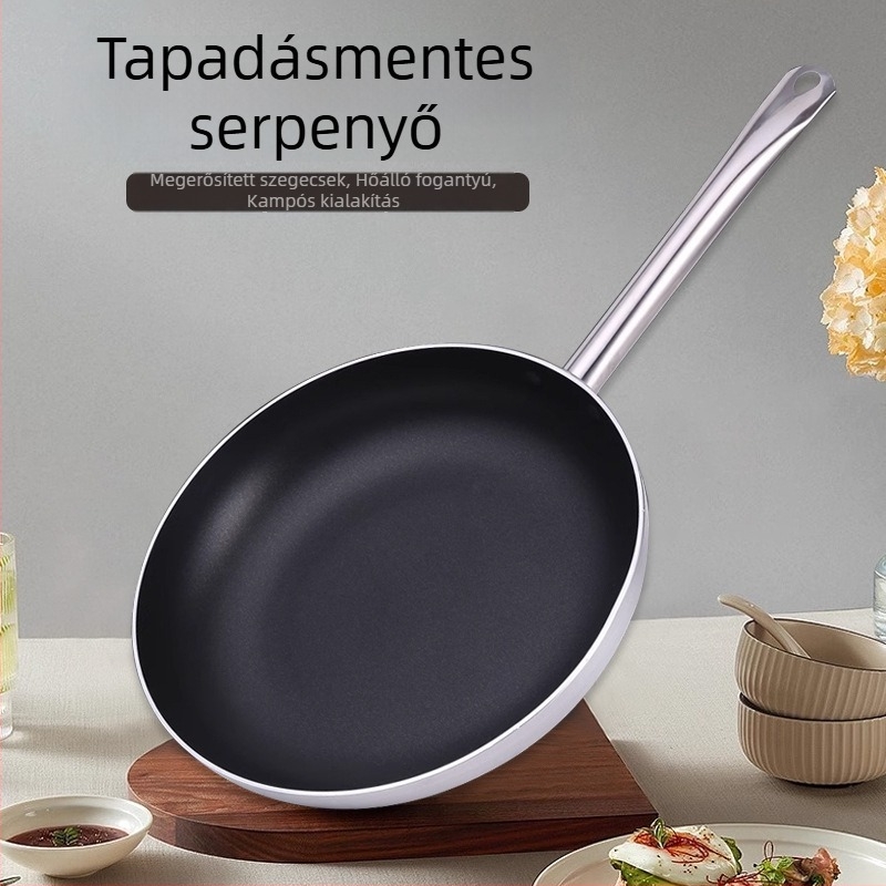 Dupla aljjal ellátott, tapadásmentes serpenyő steakhez és tojáshoz, alumíniumötvözetből készült, többfunkciós lapos serpenyő háztartási és professzionális használatra