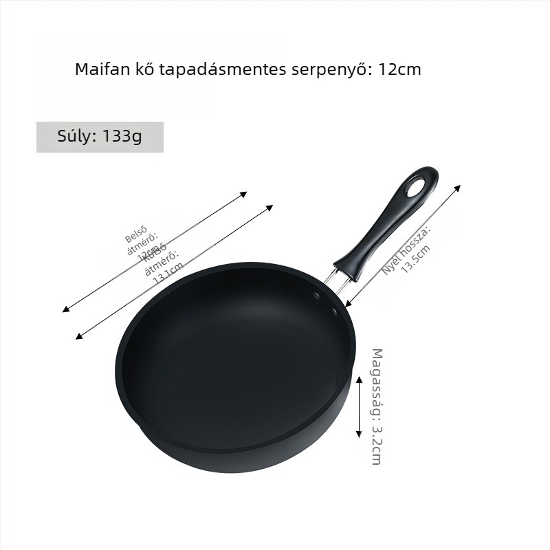 Mini öntöttvas serpenyő, tapadásmentes bevonattal, füstmentes, tojás- és palacsinta sütéséhez, indukciós és gáztűzhellyel kompatibilis