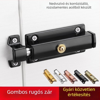 Automatikus rugós zár fa ajtókhoz és ablakokhoz – rozsdamentes acél, Típus A, fényes felület