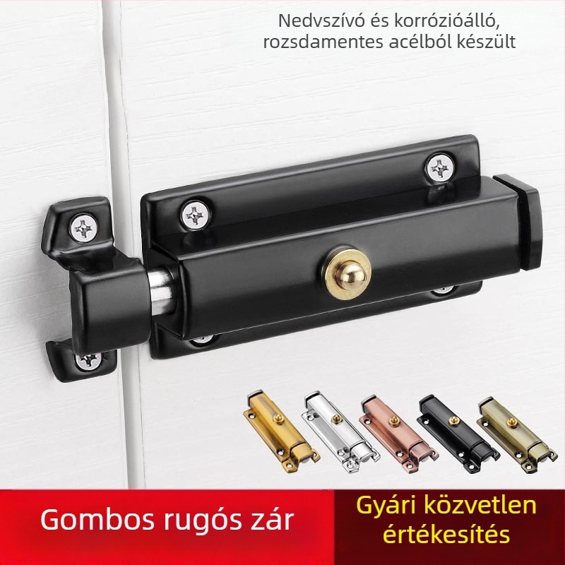 Automatikus rugós zár fa ajtókhoz és ablakokhoz – rozsdamentes acél, Típus A, fényes felület