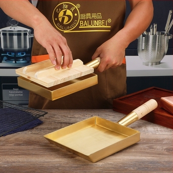 Sütéshez való serpenyő rézből, japán stílusú, egyoldalú aljzattal, gáztűzhelyhez