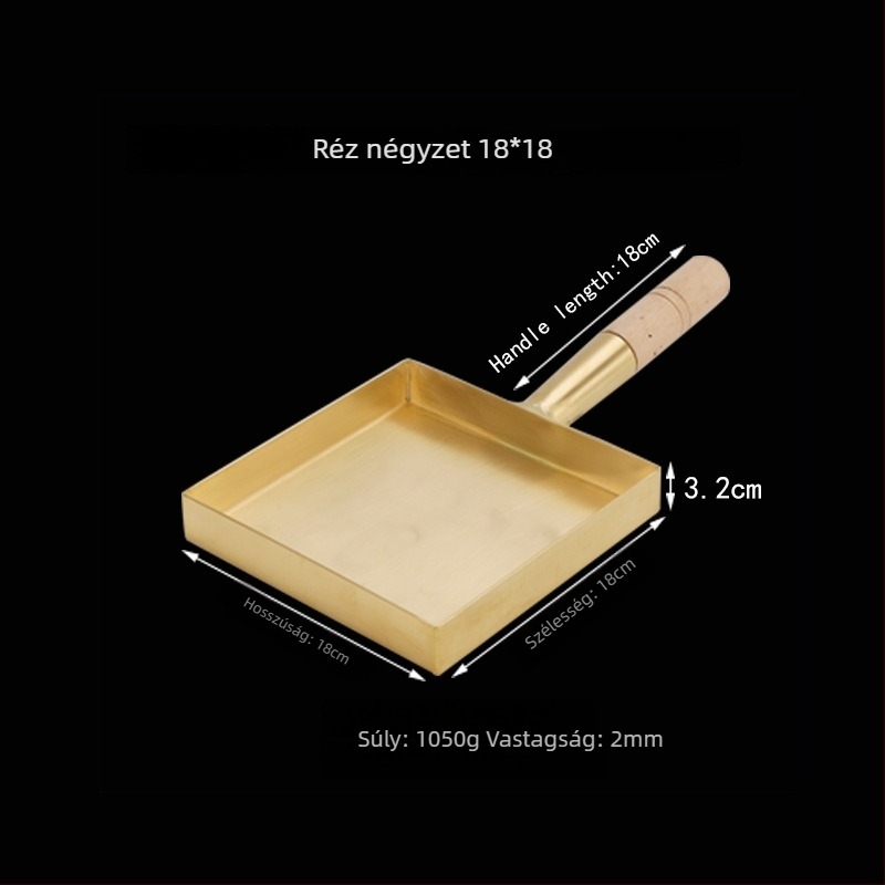 Sütéshez való serpenyő rézből, japán stílusú, egyoldalú aljzattal, gáztűzhelyhez
