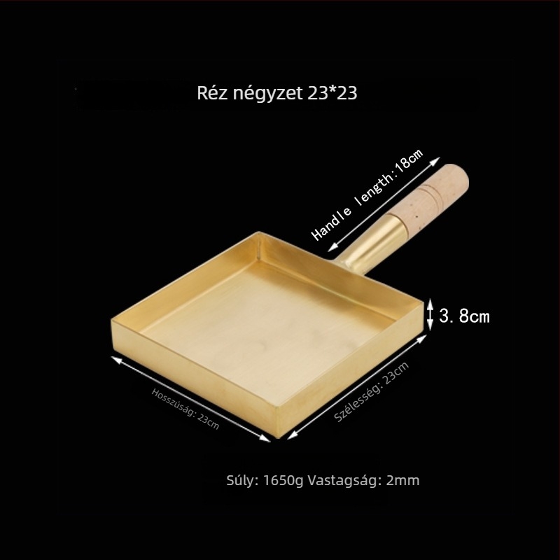 Sütéshez való serpenyő rézből, japán stílusú, egyoldalú aljzattal, gáztűzhelyhez