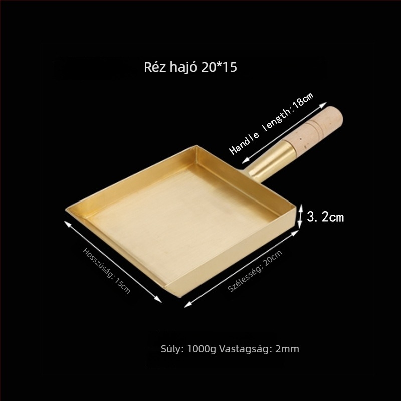 Sütéshez való serpenyő rézből, japán stílusú, egyoldalú aljzattal, gáztűzhelyhez