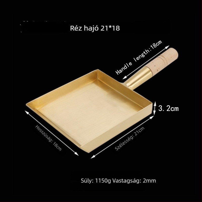 Sütéshez való serpenyő rézből, japán stílusú, egyoldalú aljzattal, gáztűzhelyhez