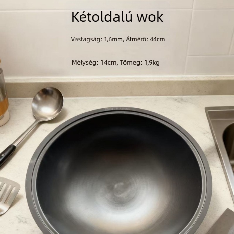 Többcélú vasfazék — finomított vasból, kínai stílus, rozsdamentes, környezetbarát, minden tűzhelyhez alkalmas