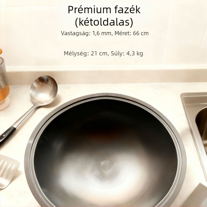 Többcélú vasfazék — finomított vasból, kínai stílus, rozsdamentes, környezetbarát, minden tűzhelyhez alkalmas