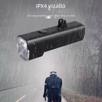 Elülső kerékpár lámpa éjszakai kerékpározáshoz: nagy fényerő, vízálló, USB-C töltés, újratölthető, állítható fénycsóva MTB és útvonal kerékpárokhoz (USB-C töltés, állítható fénycsóva, rögzítés felakasztással)